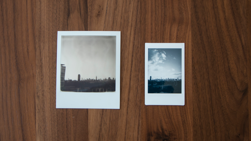 The Polaroid (left) and Instax (right) photos were taken on different, very sunny days from the same location. It’s easy to notice how the Instax photo is sharper and more defined than the Polaroid which struggles with the blue sky. Photo: Adam Clark Estes/Gizmodo